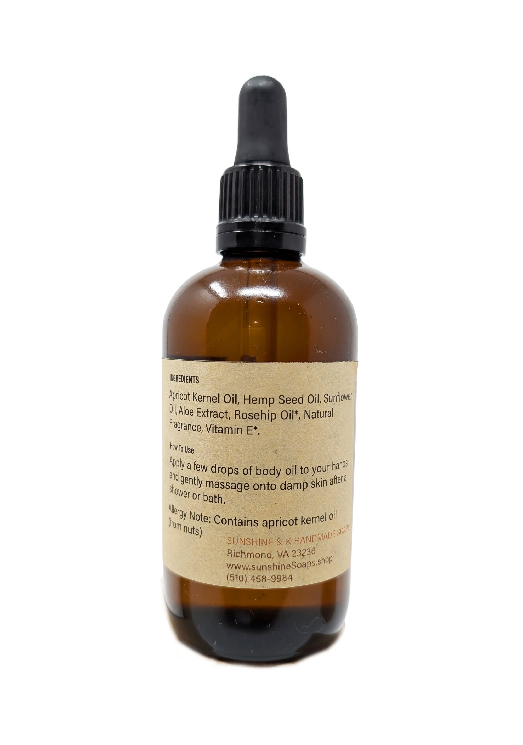 All Over Body Oil – Moisturizing & Soothing Body Oil Dropper with Natural Fragrance: Lemon, Tuberose, or Pomegranate- 4 OZ