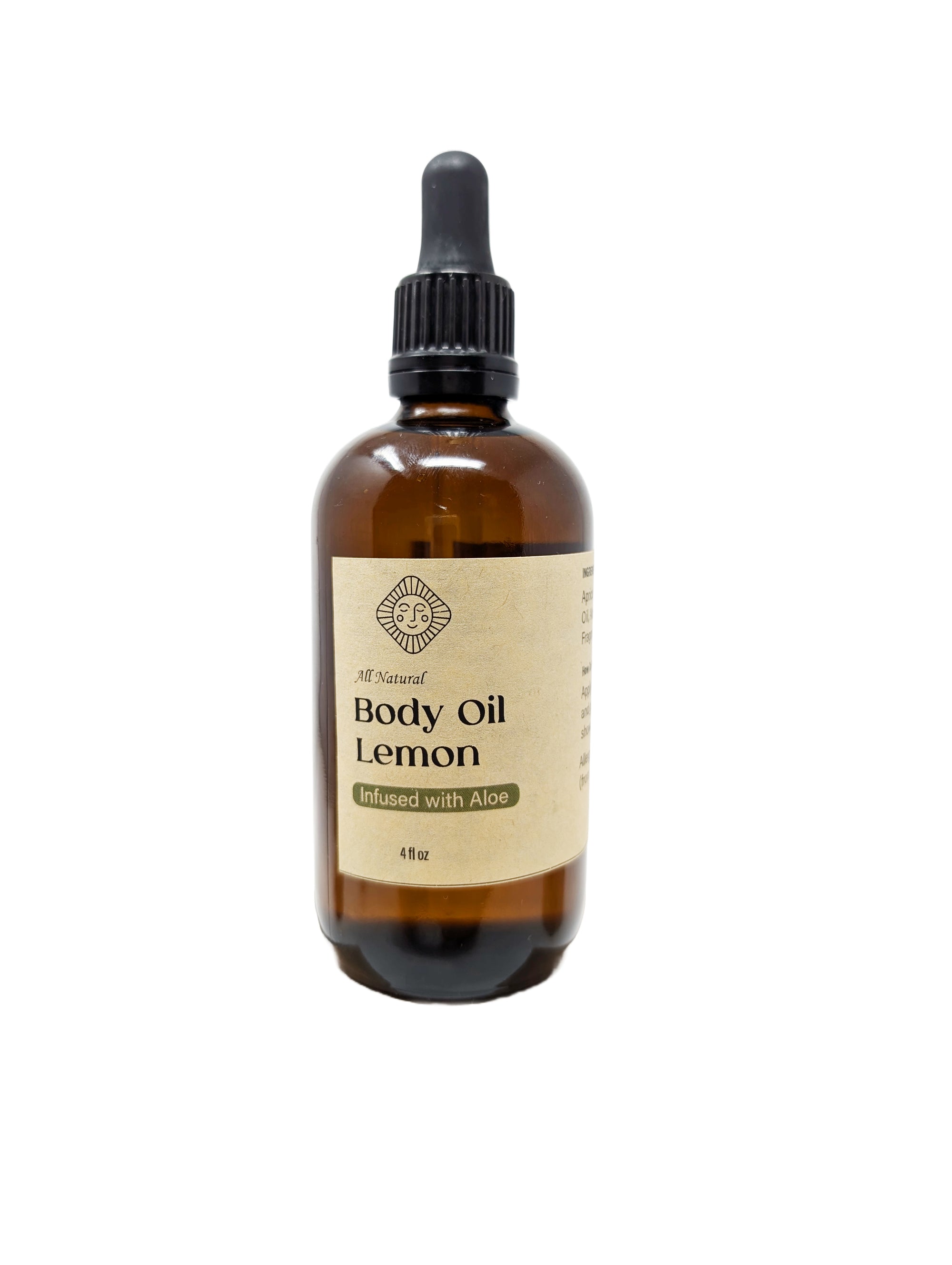 All Over Body Oil – Moisturizing & Soothing Body Oil Dropper with Natural Fragrance: Lemon, Tuberose, or Pomegranate- 4 OZ