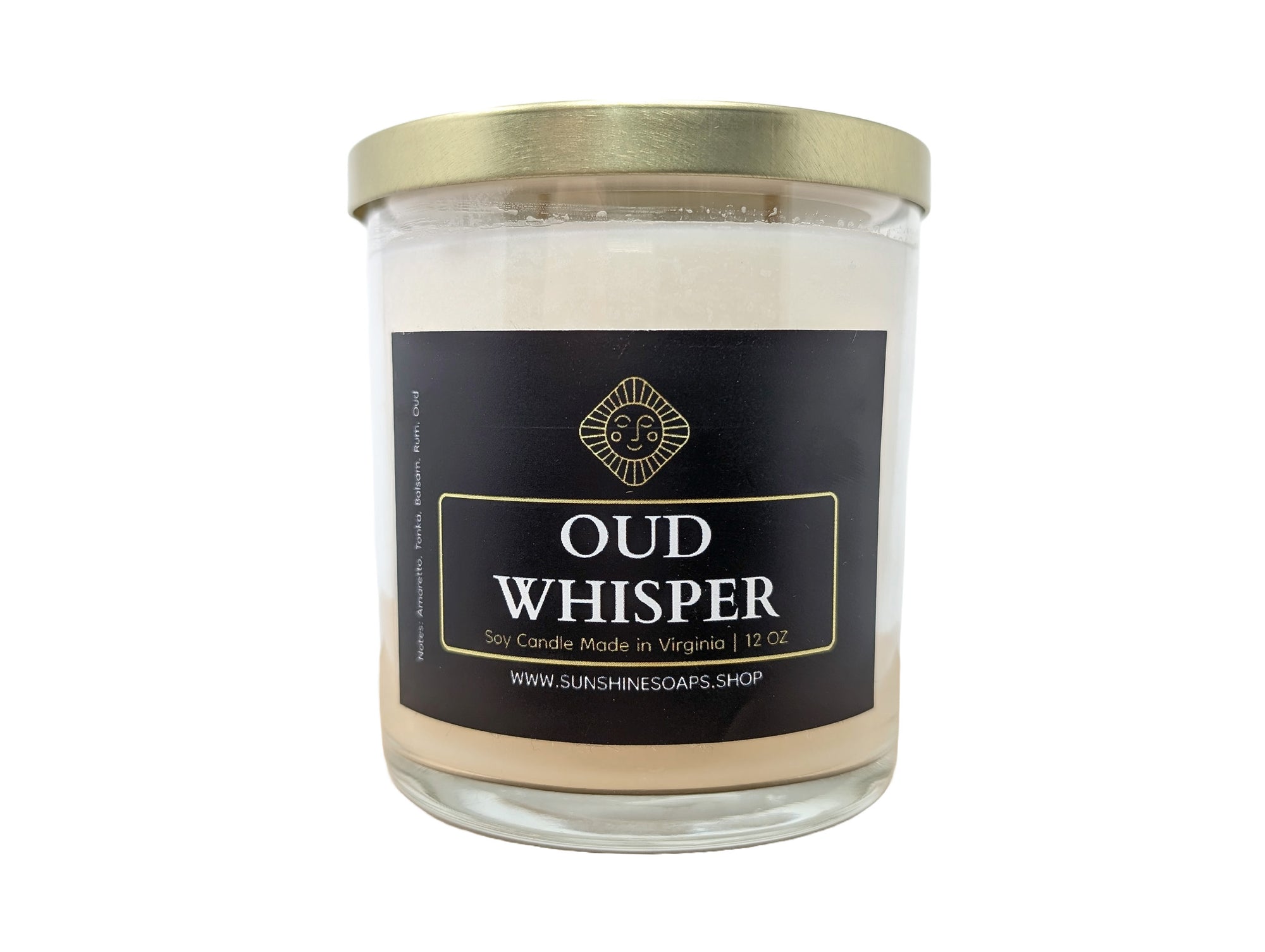 Oud Whisper Candle - 12 oz Soy Wax | Tonka Bean, Balsam, Rum, Musk, Oud