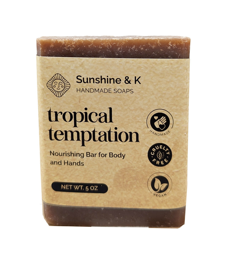 Tropical Temptation Soap Bar - Non-drying, Long Lasting, Body & Hand, 5 oz | Sunshine & K Handmade Soaps